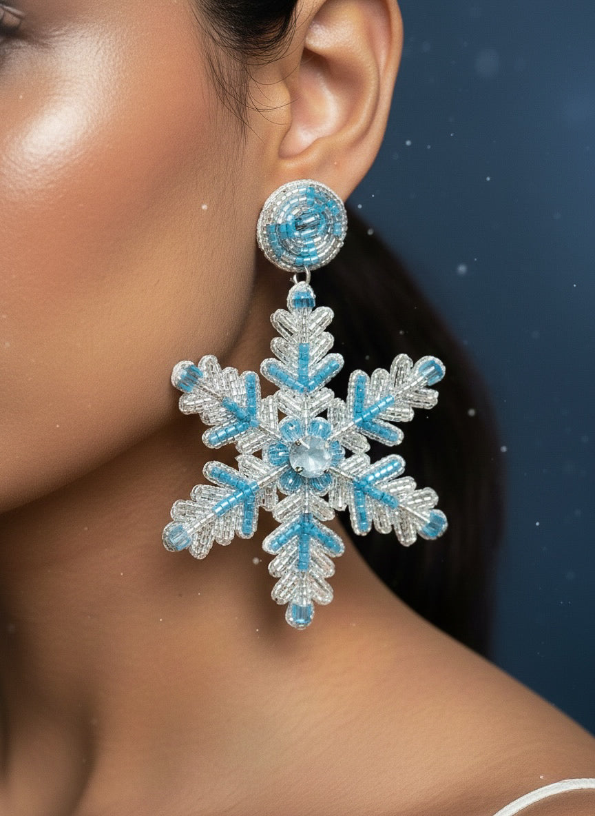 Fiora Snowflake Handmade Beaded Earrings
