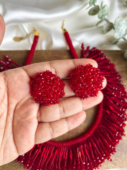 Laalima Handmade Beaded Necklace + Earrings Set