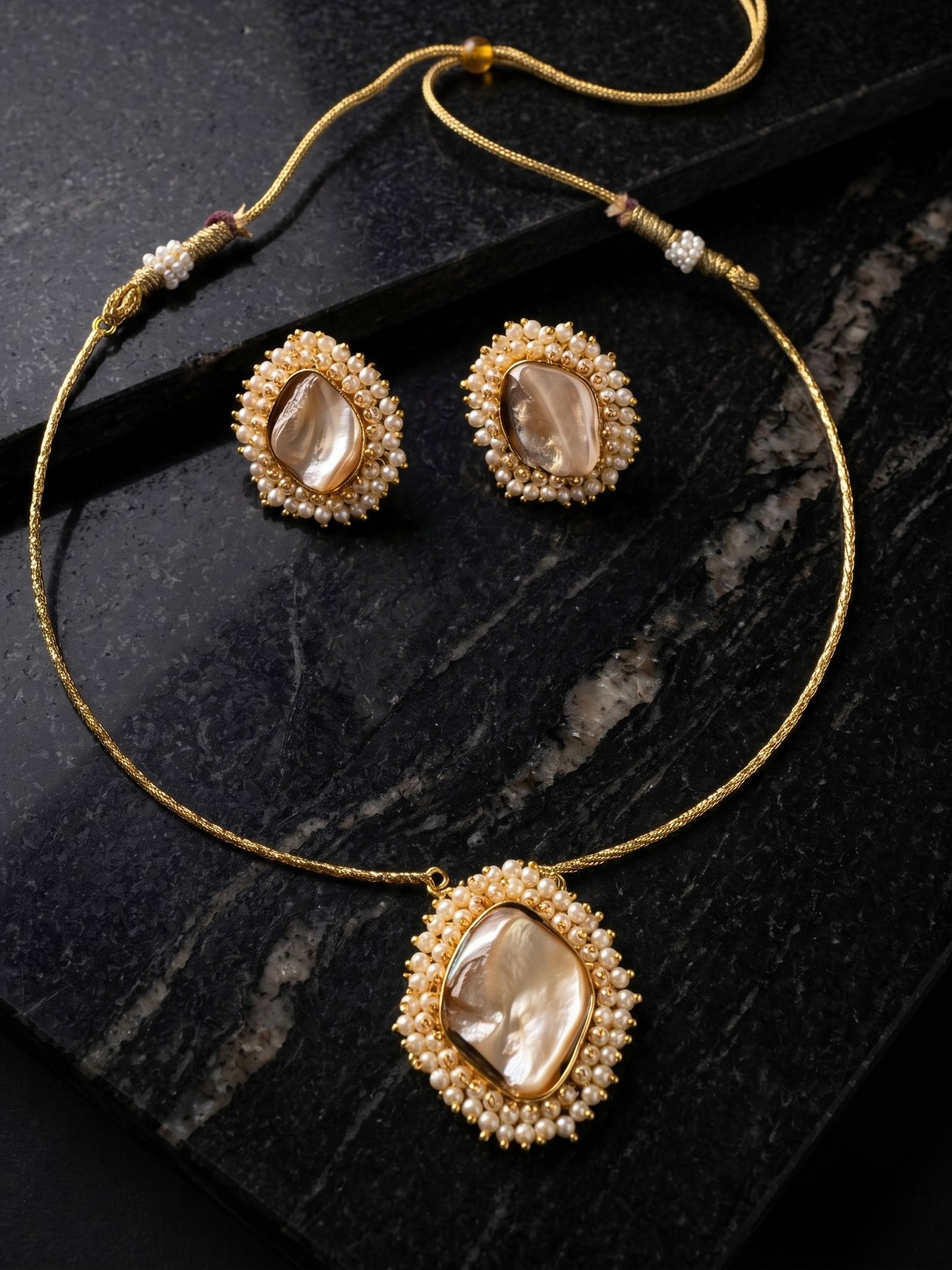 Baroque Pearl Handmade Brass Necklace Set