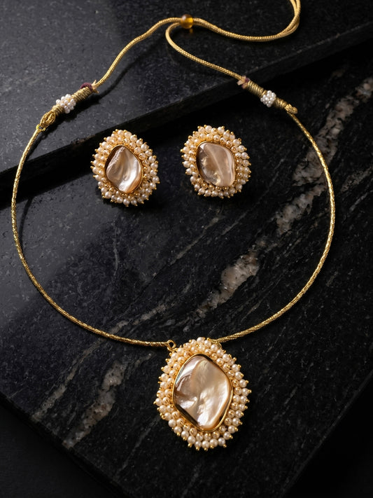 Baroque Pearl Handmade Brass Necklace Set