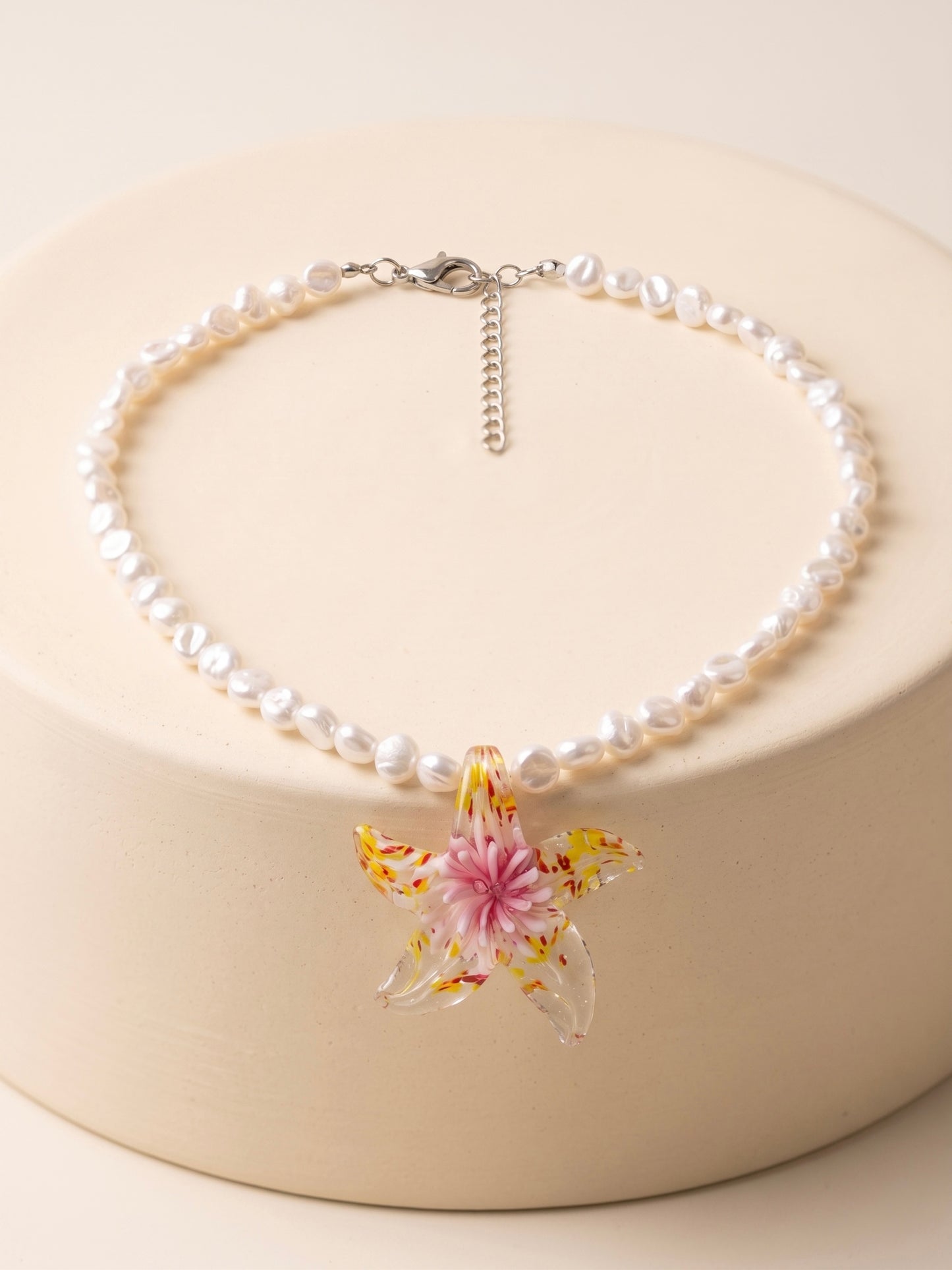 Hawaiian Starfish Pearl Handmade Beaded Chain Necklace