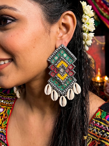 RangRaas Mirror Handmade Beaded Earrings