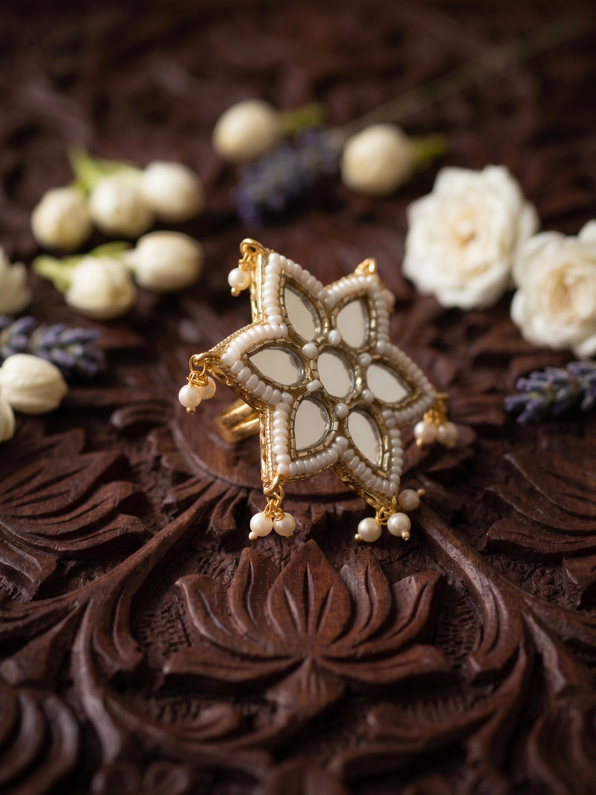 Noor Mirror Handmade Beaded Ring