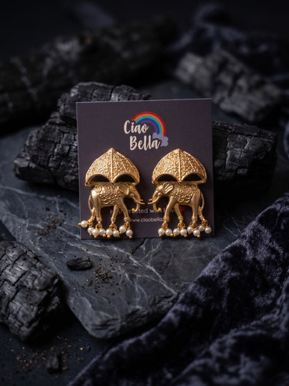 Royal Haathi (Elephant) Handmade Brass Earrings