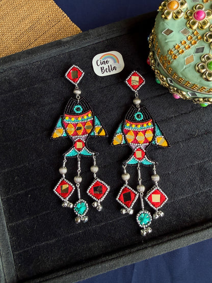 Matsya Mirror Handmade Beaded Earrings