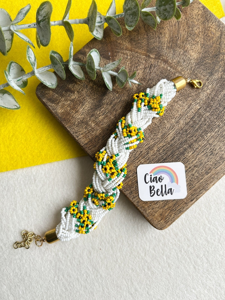 Luxe Flora Sunflower Handmade Beaded Bracelet