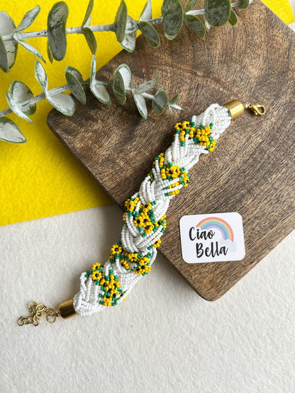 Luxe Flora Sunflower Handmade Beaded Bracelet