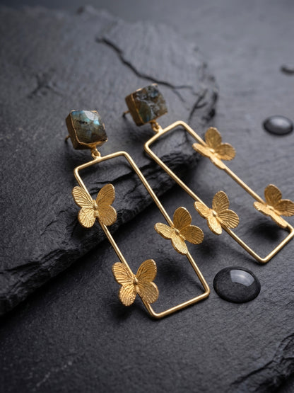 Labradorite Butterfly Wings Handmade Brass Earrings