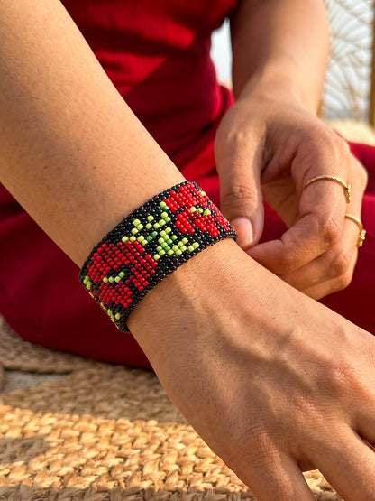 Eternal Red Rose Handmade Beaded Bracelet