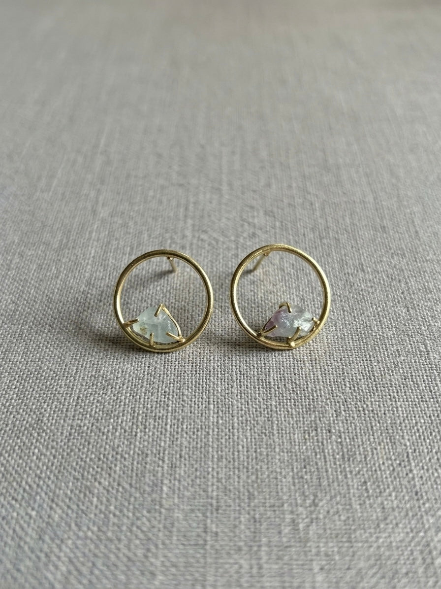 Sera – Teal Round Handmade Brass Earrings