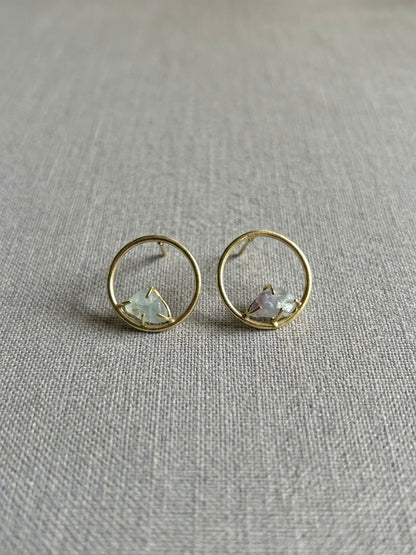 Sera – Teal Round Handmade Brass Earrings