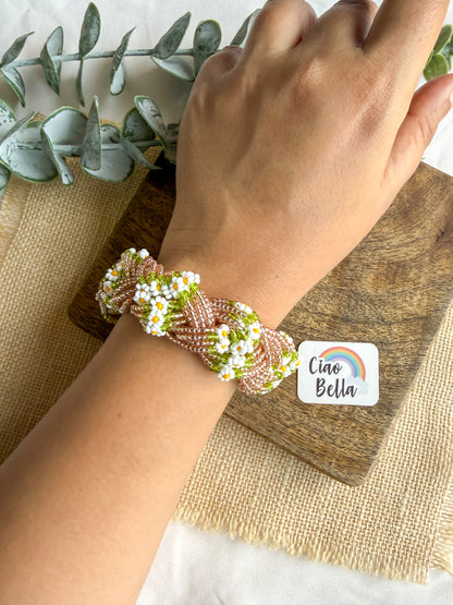 Luxe Flora Rose Gold Handmade Beaded Bracelet