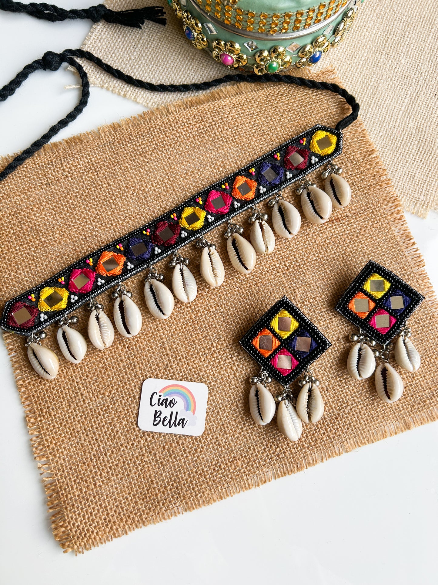 Navrang Handmade Beaded Necklace & Earrings Set