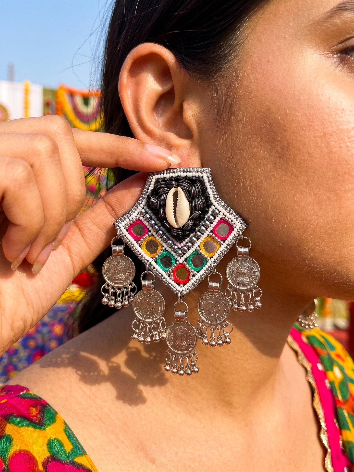 Banjaran Mirror Handmade Beaded Earrings