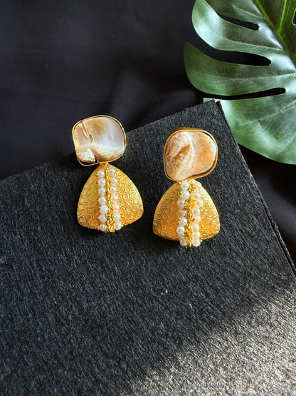 Tara Pearl Handmade Brass Earrings