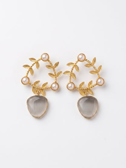 Olivia Grey Drop Handmade Brass Earrings