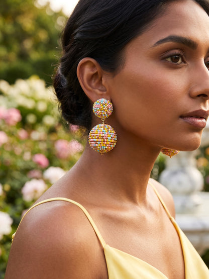 Confetti Pastel Party Rainbow Drop Handmade Beaded Earrings