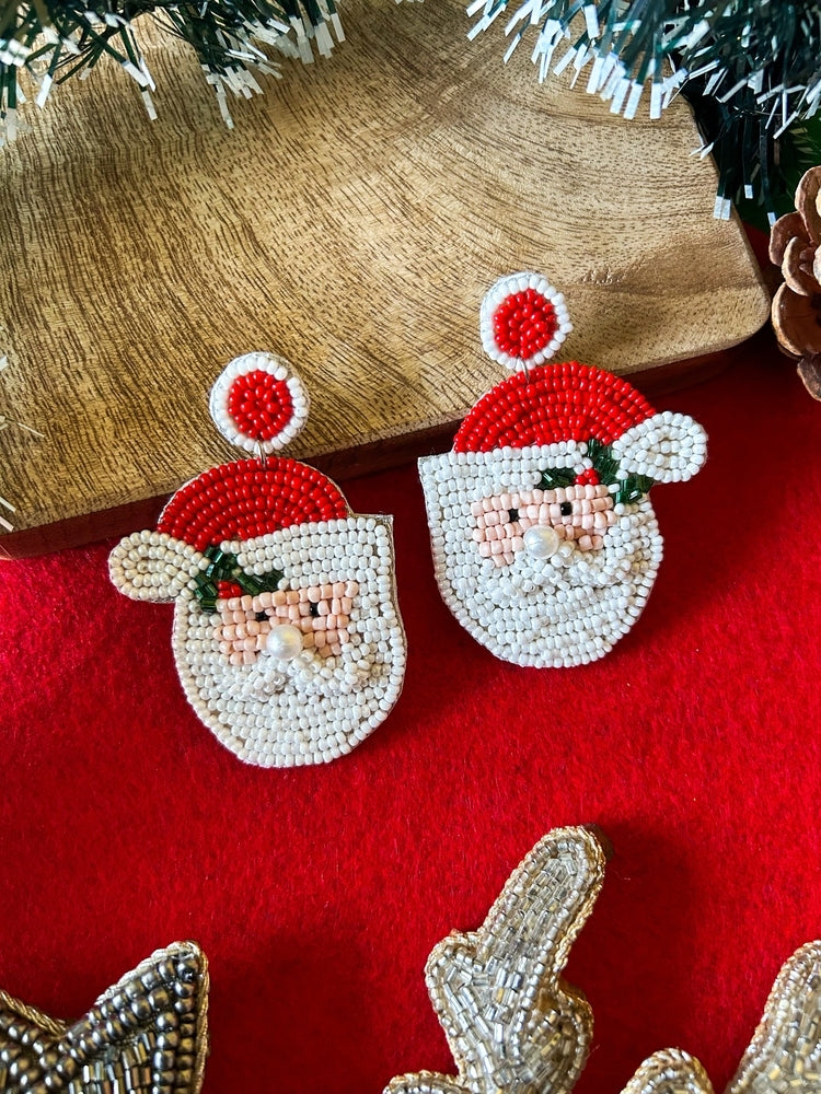 Santa Claus Handmade Beaded Christmas Earrings