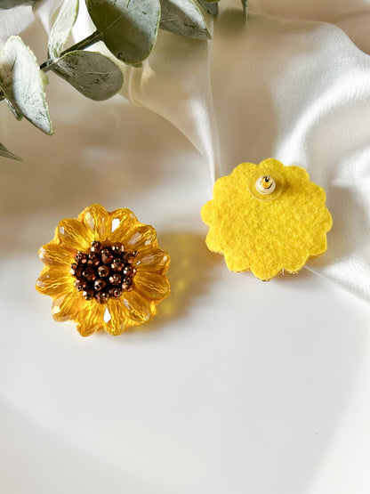 Sparkling Sunflower Stud Earrings