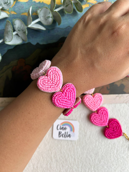 Blush Pink Love Drops Handmade Beaded Bracelet
