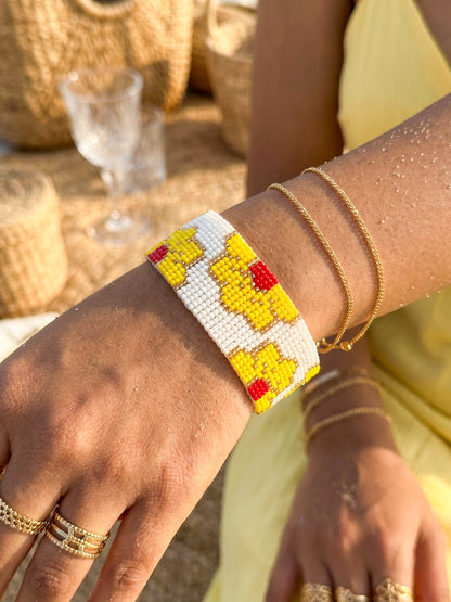 Sunlit Blossom Handmade Beaded Floral Bracelet