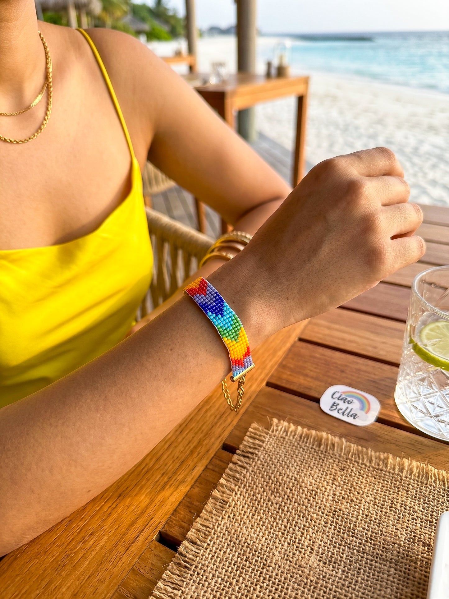 Color Me Happy Handmade Beaded Rainbow Bracelet