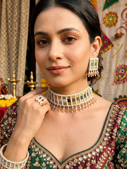 Sitara Gold Handmade Beaded Necklace & Earrings Set