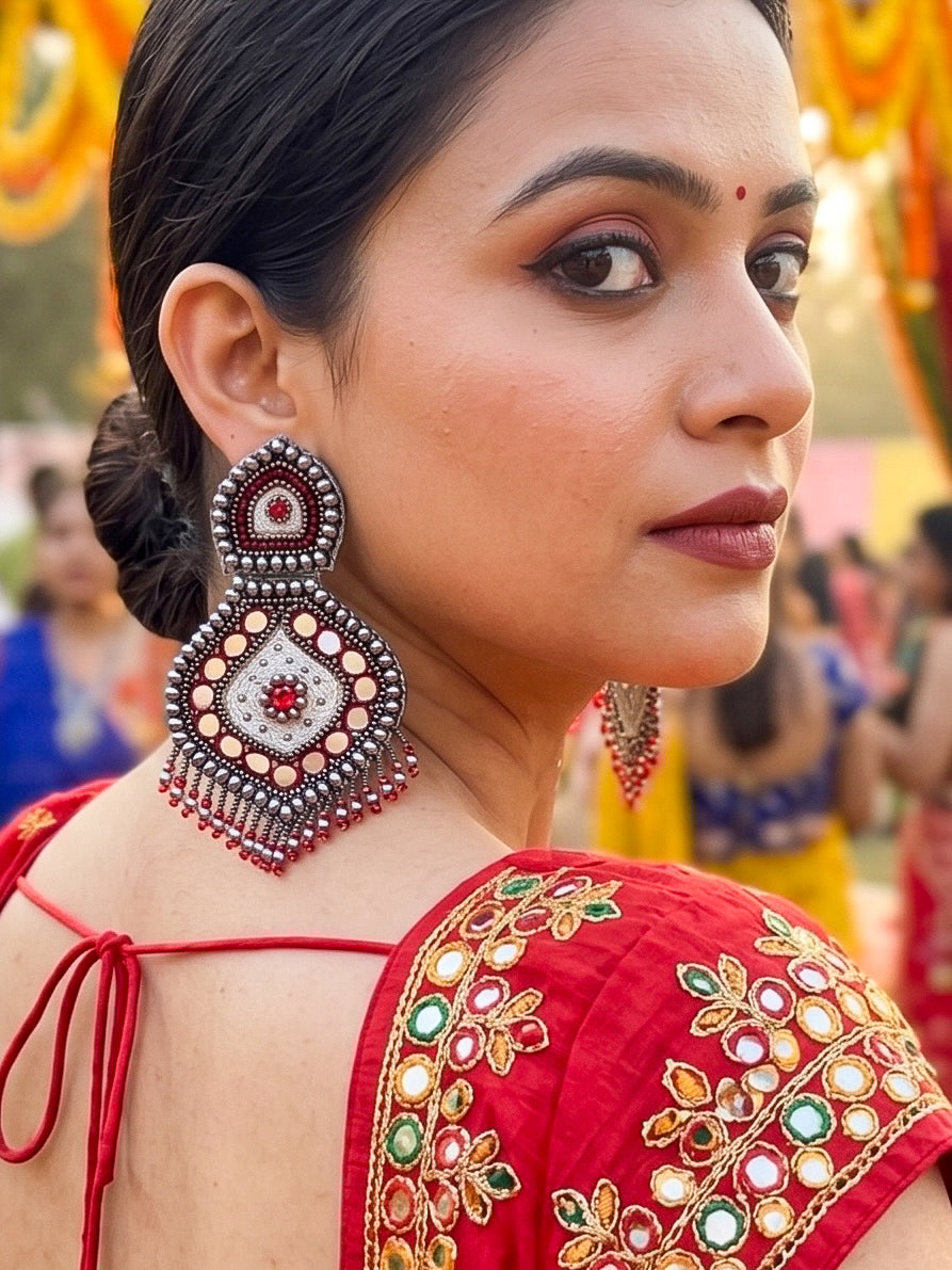 Mehrooni Mirror Handmade Beaded Earrings