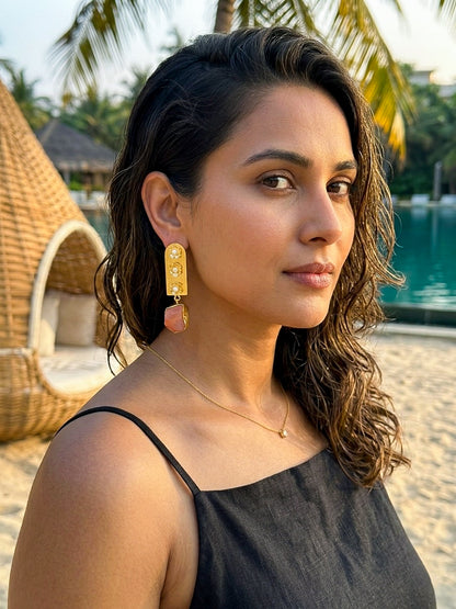 Flora Royale – Coral Handmade Brass Earrings