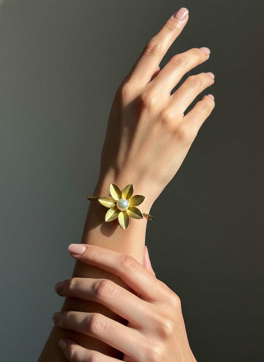 Sweet Daisy Handmade Brass Cuff Bracelet