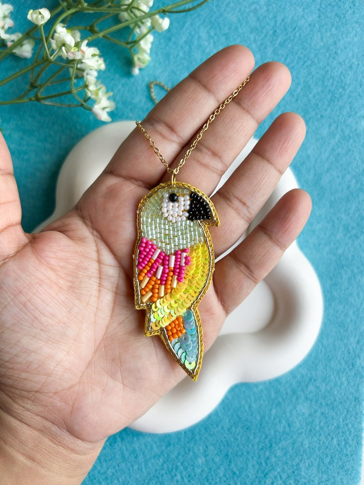 Peppy Parrot Handmade Beaded Bird Necklace