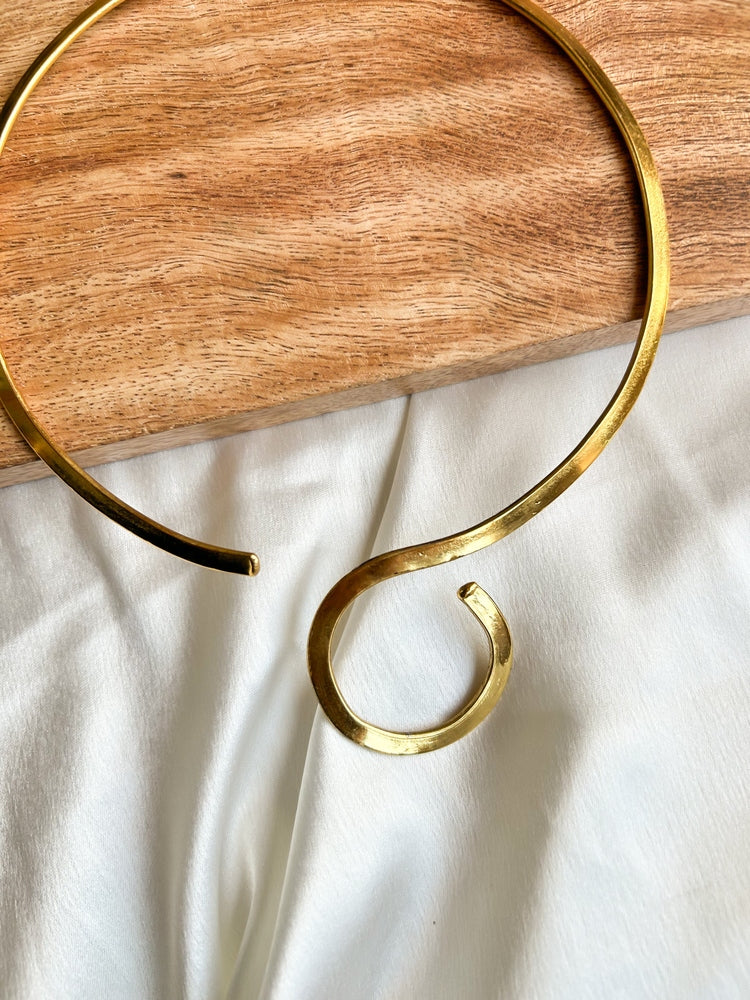 Minimalist Brass Hasli Necklace