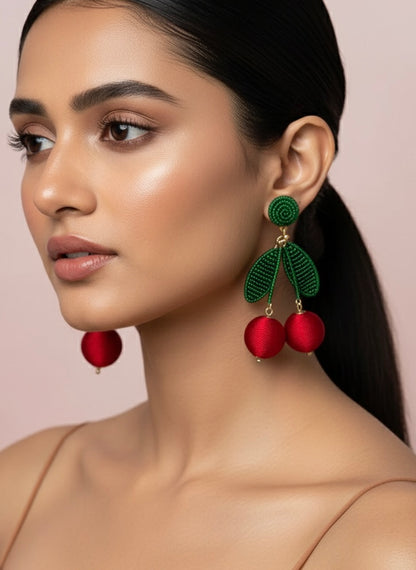 Cherry On Top Handmade Beaded Earrings
