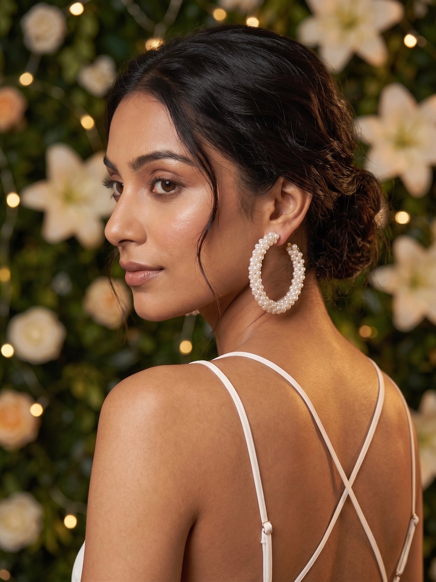 Woven Pearl Handmade Beaded Hoop Earrings