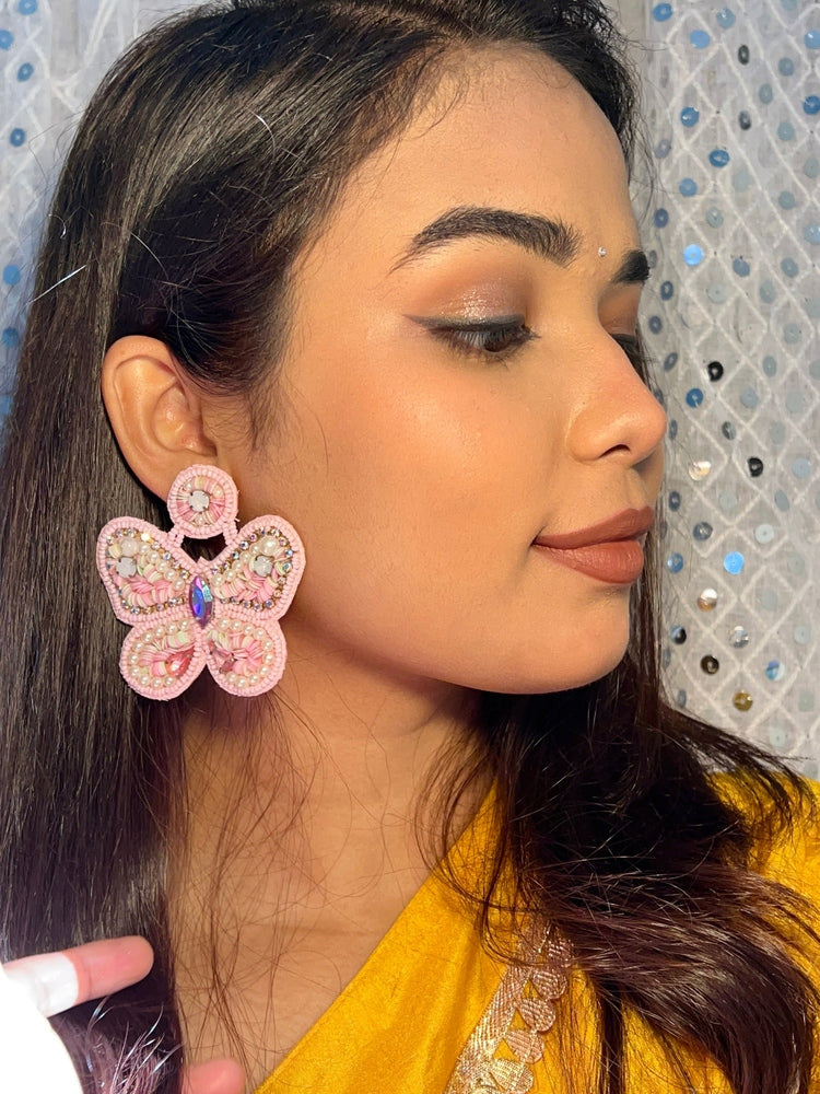 Bubblegum Wings Handmade Beaded Butterfly Earrings