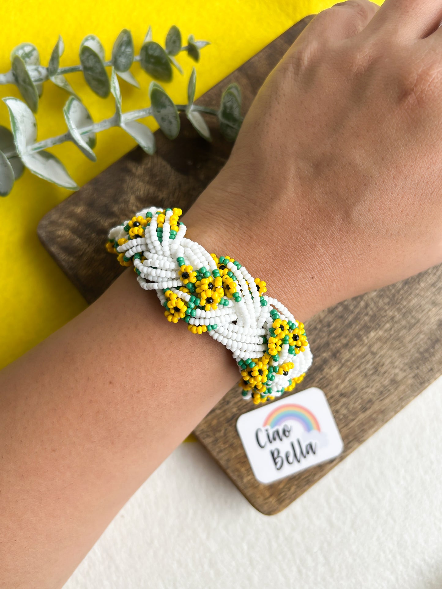 Luxe Flora Sunflower Handmade Beaded Bracelet
