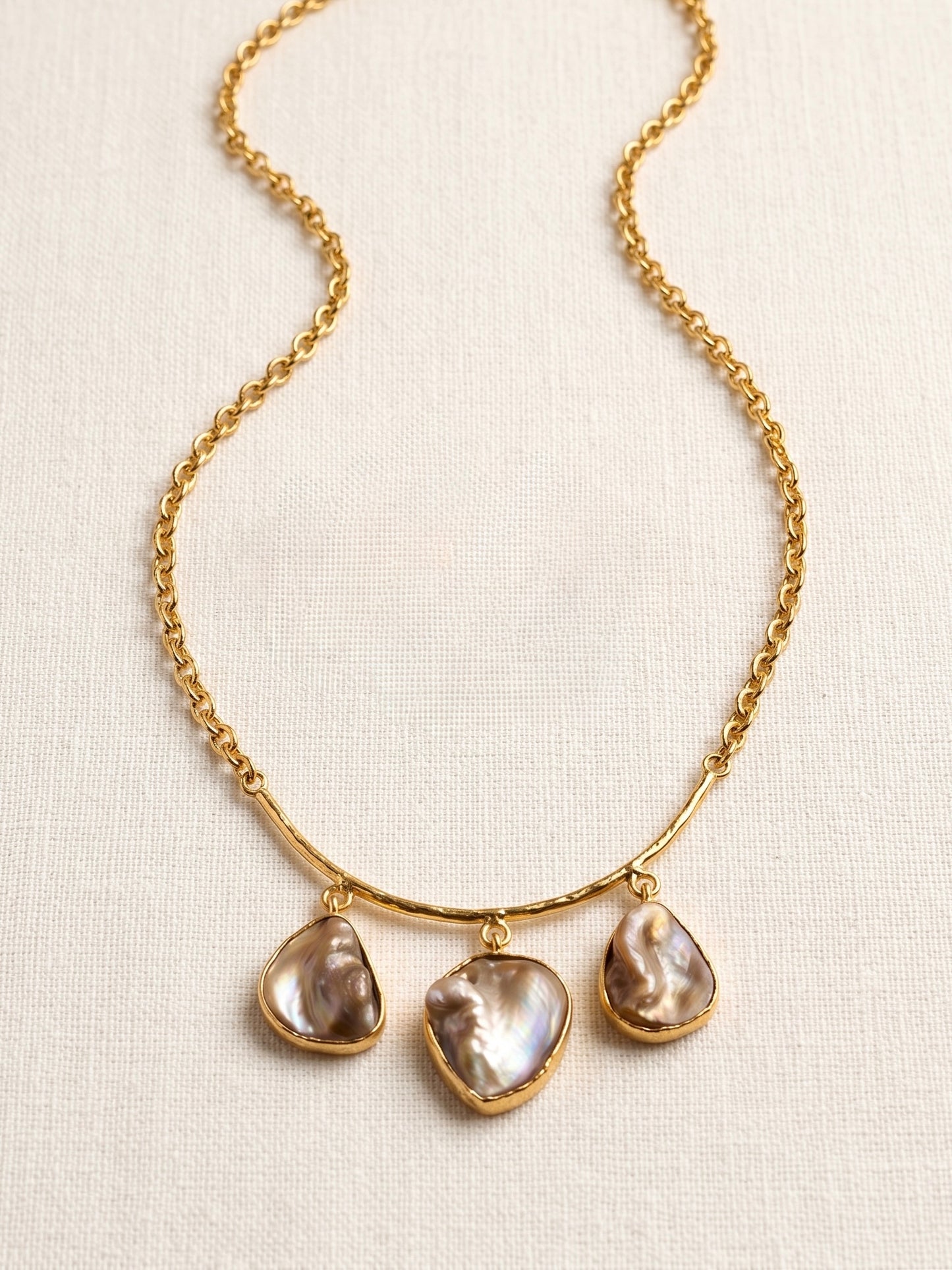 Celestial Mother of Pearl Handmade Brass Necklace