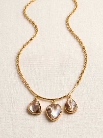 Celestial Mother of Pearl Handmade Brass Necklace