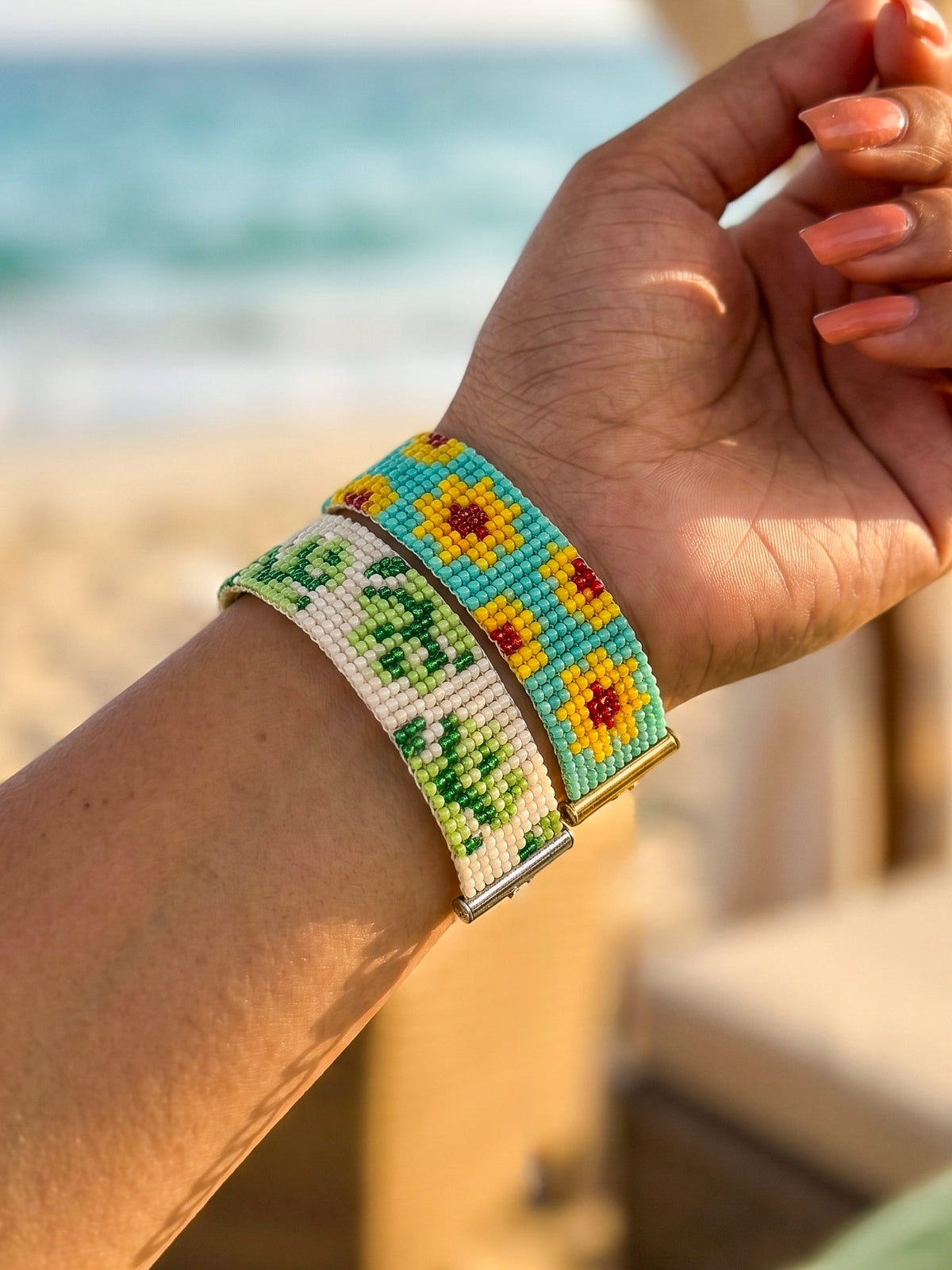 Golden Palm Stack Handmade Beaded Bracelet