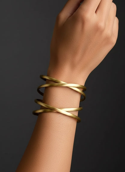 Elina Twist Brass Cuff Bracelet