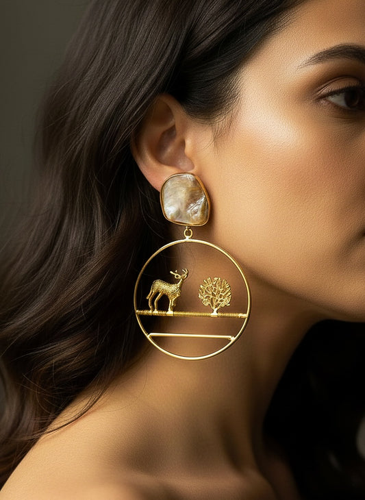 Sacred Deer Handmade Brass Earrings