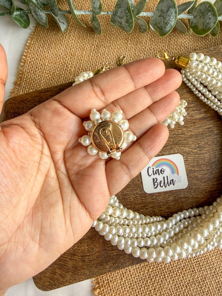 Maya Pearl Handmade Necklace + Stud Earrings Set