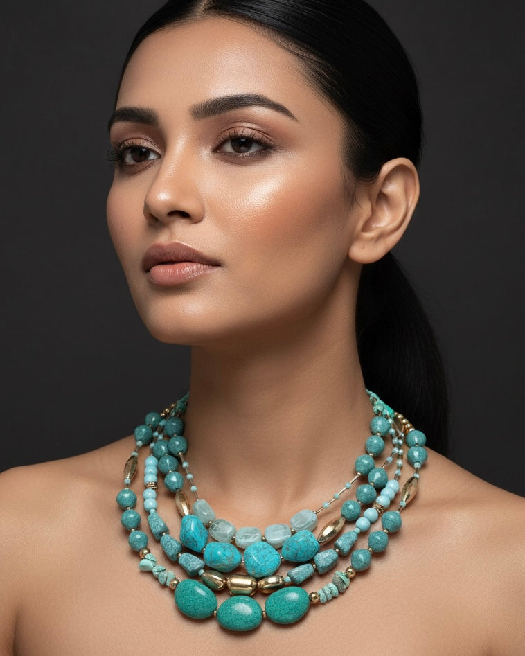 Sierra Turquoise Layered Beaded Necklace