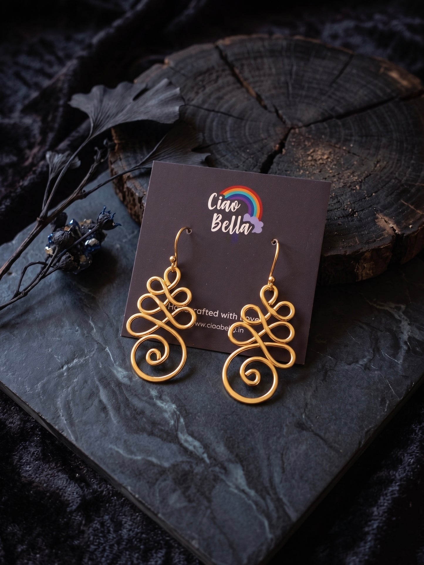 Saira Swirl Handmade Brass Earrings