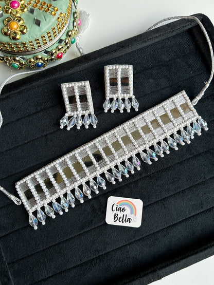 Sitara Silver Handmade Beaded Necklace & Earrings Set