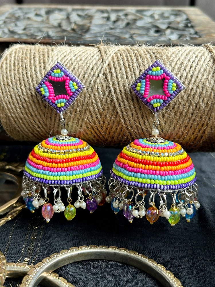 Rangrasiya Handmade Beaded Jhumka Earrings