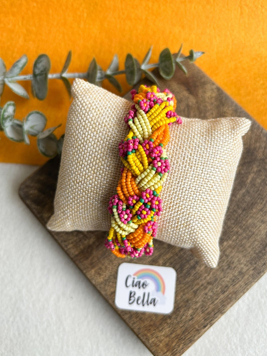 Luxe Flora Marigold Handmade Beaded Bracelet