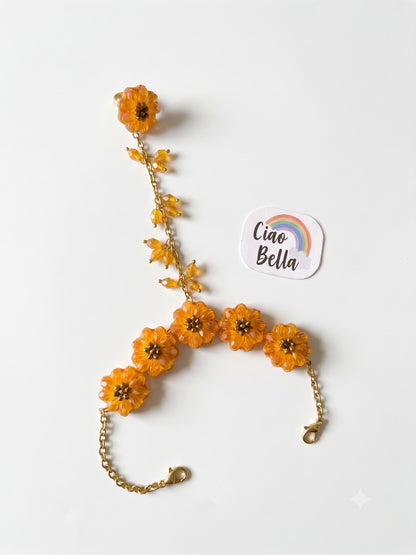 Sparkling Sunflower Handmade Beaded Hathphool (Single Hand)