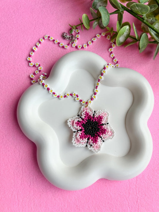 Blossoming Flower Handmade Beaded Necklace