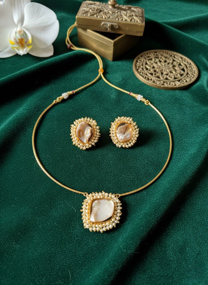 Baroque Pearl Handmade Brass Necklace Set